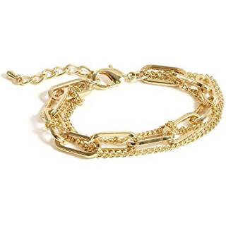 Conran Kremix Gold Chain Bracelet sæt til kvinder 14k guldbelagt Dainty Link Paperclip Armbånd STAKE Justerbar lagdelt guldarmbånd til kvinder tr