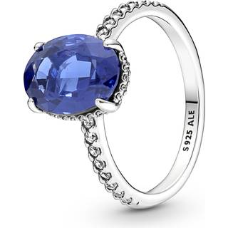 Pandora - Statement halo ring med blå sten - 190056C01