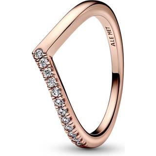 Pandora - Wishbone rosaforgyldt ring med sten - 182394c01