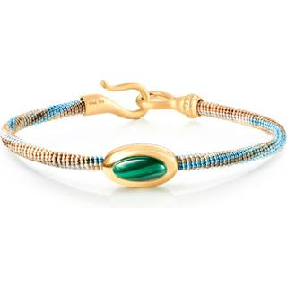 OLE LYNGGAARD COPENHAGEN Life armbånd, håndknyttet reb, Cornflower. Malakit fatning i 18 karat rødguld