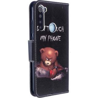 Xiaomi Redmi Note 8T Læder Cover m. Kortholder - Don&#39;t Touch My Phone Bjørn