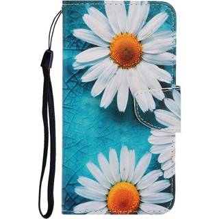 Samsung Galaxy M11 Læder Flip Cover m. Pung - Hvide Blomster