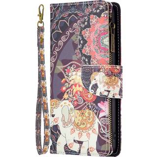 Samsung Galaxy A73 (5G) Læder Flip Cover m. Stor Pung - Blomster Elefant