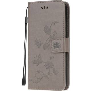 Motorola Moto G60 Cover m. Pung - Blomster & Sommerfugle - Grå