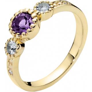 Lund Copenhagen 8 kt. guld ring med topaz, ametyst og diamanter