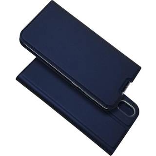 Huawei Y5 (2019) Slim Læder Flip Cover m. Kortholder - Blå
