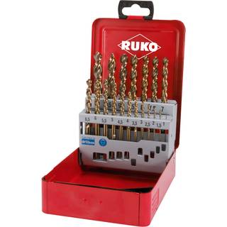 RUKO Borsæt Twist drill DIN 338 type Turbo, HSS-G i stål kasse - 19 pcs.