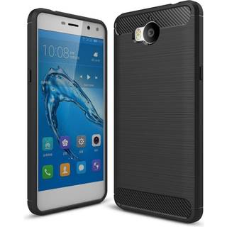 Huawei Y6 (2017) Compact Brushed Carbon Fibre TPU Plast Cover Sort