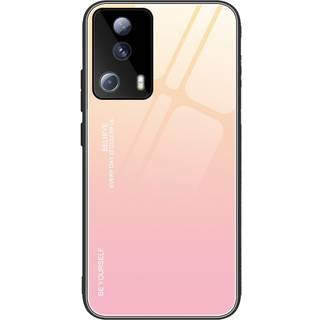 Xiaomi 13 Lite Glas Bagside Cover - Hello - Lyserød