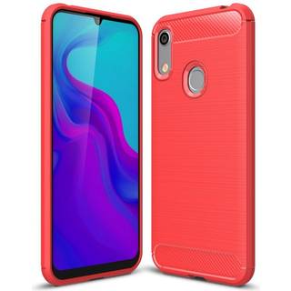 Huawei Y6 (2019) Brushed Carbon Fibre TPU Plast Cover Rød