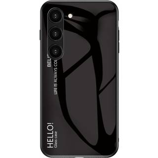 Samsung Galaxy S23 Glas Bagside Cover - Hello - Sort