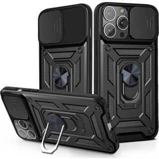 iPhone 13 Pro Håndværker Bagside Cover m. Magnetisk Kickstand & Cam Slider - Sort