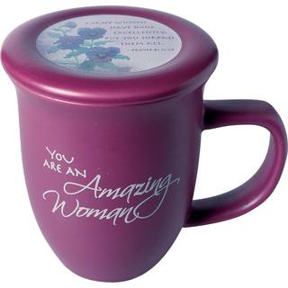 Fantastisk kvinde krus og coaster/låg - keramik - stor 14 ounce kaffe eller tekop - Dusky lilla