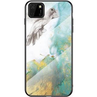 Huawei Y5p Fleksibelt Plast Cover m. Glasbagside - Marmor og Due