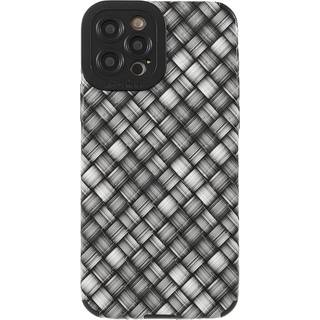 iPhone 12 Pro Fleksibelt Bagside Cover - Vævet Design - Grå