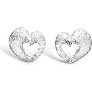 Blossom sølv mat hamret hjerte ørestikker rhod.