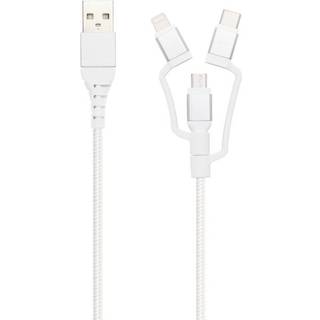 Linocell Premium Micro-USB-kabel med Lightning- og USB-C-adapter - Hvid