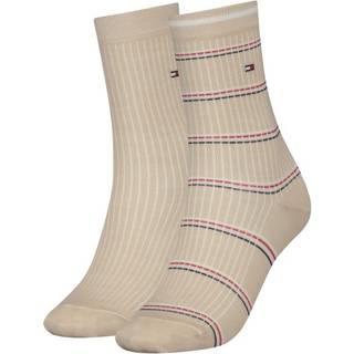 Tommy Hilfiger 2-pak Coastal Stripe Tencel Socks - Beige - Str 39/42