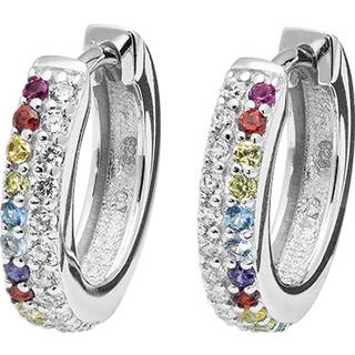 Sølv Rainbow øreringe med klare og mix cubic zirkoner Ø15 mm