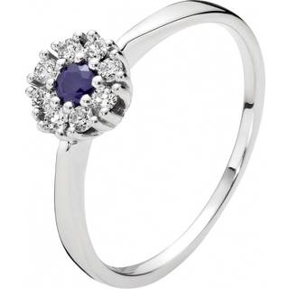 Lund Copenhagen 14 kt. hvidguld rosetring med safir og diamanter
