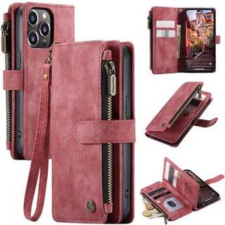 Caseme C30 Multifunktionel iPhone 14 Pro Pung - Rød