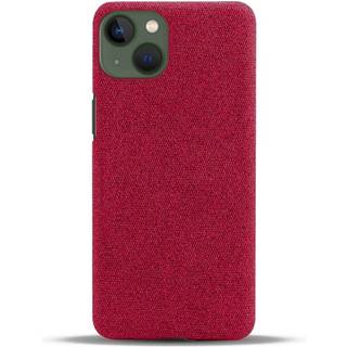 iPhone 14 Plus Stofbetrukket Plastik Bagside Cover - Rød
