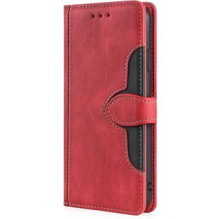 Nokia 1.4 Rustikt Tofarvet Læder Flip Cover m. Pung - Rød / Sort