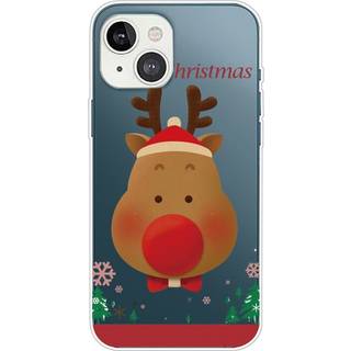 iPhone 14 Plus Fleksibelt Plast Jule Cover - Rensdyr Med Butterfly