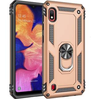 Samsung Galaxy A10 Solidt Plastik Cover m. Fingerholder / Stand - Guld