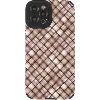 iPhone 12 Pro Fleksibelt Bagside Cover - Vævet Design - Brun