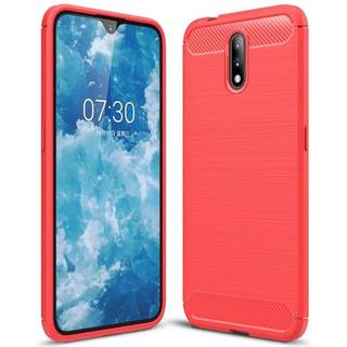 Nokia 2.3 Brushed Carbon Fibre Plastik Cover Rød
