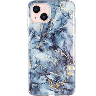 iPhone 13 Fleksibelt Bagside Cover Marmor Mønster - Grå
