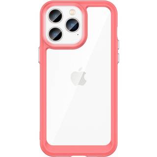 iPhone 14 Pro Max Hybrid Plastik Cover - Gennemsigtig / Rød