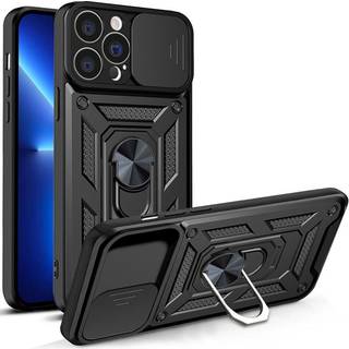 Hybrid Armor Camshield cover til iPhone 13 Pro, beskyttelsescase med kameradækning, sort