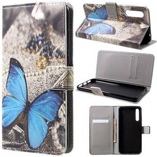 Style Series Huawei P20 Pro Cover med Kortholder - Blå Sommerfugl