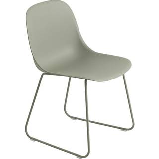 Muuto Fiber stol stålmeder plastsæde Dusty green/Green