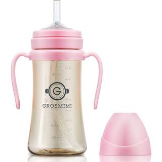 Grosmimi Spill Proof No Spill Magic Sippy Cup med halm med h?ndtag til baby og sm?b?rn, der kan tilpasses PPSU BPA gratis 10 oz (lyser?d)