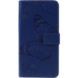 Huawei Y5 (2019) Læder Cover m. Pung - Blå Sommerfugl