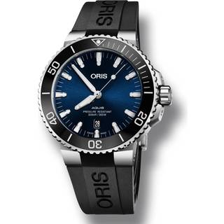 ORIS Aquis Date armbåndsur med deep blue skive med sort gummirem - 43,5mm