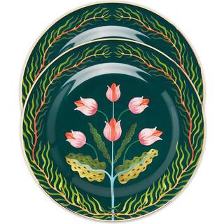 La DoubleJ Tableware - 'Tulips' dessert plate, set of two in Multicolor 100% PORCELAIN