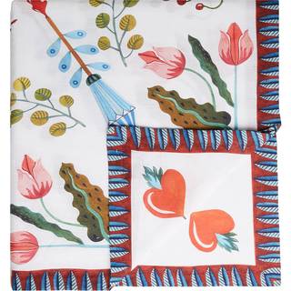 La DoubleJ Table Linens - 'White Turning Tulips' tablecloth, medium in Multicolor 100% LINEN