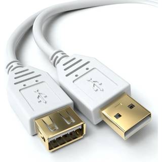 USB kabel 2.0 - USB-A han / USB-A hun - Hvid - 3 m