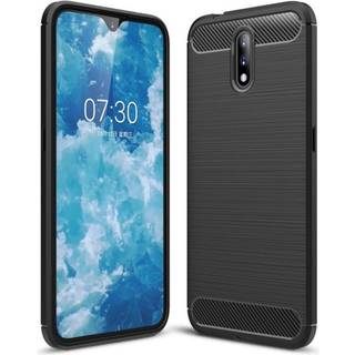 Nokia 2.3 Brushed Carbon Fibre Plastik Cover Sort