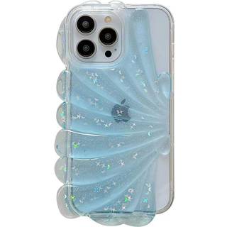 iPhone 14 Pro Fleksibelt Plastik Cover 3D Muslingeskal / Gennemsigtig - Blå