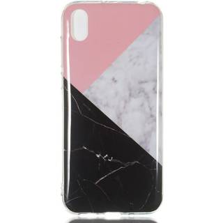 Huawei Y5 (2019) Fleksibelt Plastik Cover - Sort / Hvid Marmor