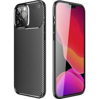 iPhone 14 Pro Carbon Fiber Fleksibelt Plastik Cover - Sort