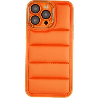 iPhone 14 Pro Max Læderbetrukket 3D Plastik Cover m. Kamera Beskyttelse - Orange