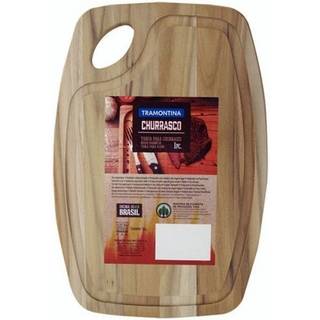 Tramontina Ovalt Allround Serverings og Skærebræt i poleret Natur Teak - 34 x 23 x 1,8 cm