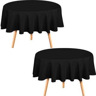 UTOPIA Kitchen Round Table Cloth 2 Pack [90 inches sort] Tabgen Machine Washingable Faby Polyester Table Cover til spisebuffet Fester Picnic Begi