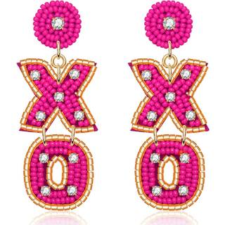 Valentinsdag øreringe perler xoxo drop øreringe mode trendy krystal stor kærlighed dingle hot pink ørering